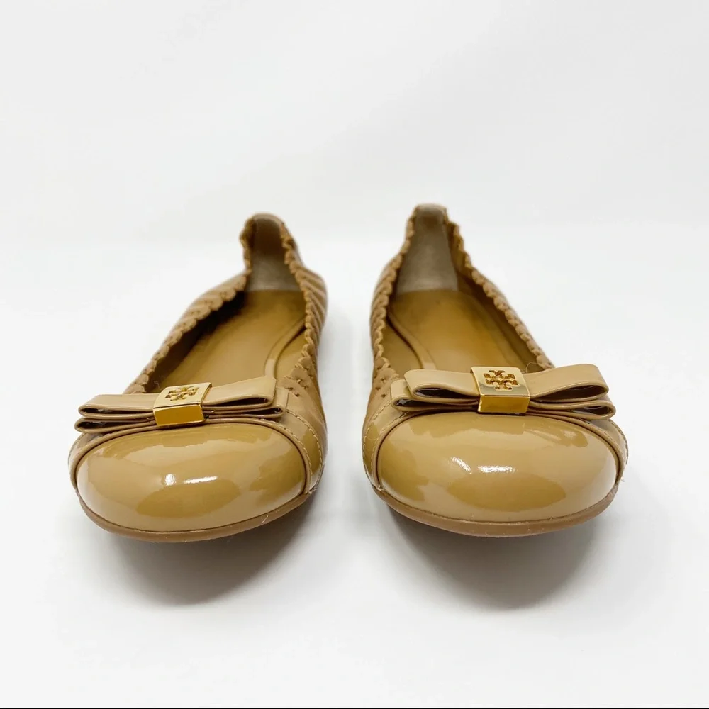 Tory Burch Romy Cap Toe Tan Ballet Flats Size 8 - Picture 5 of 8